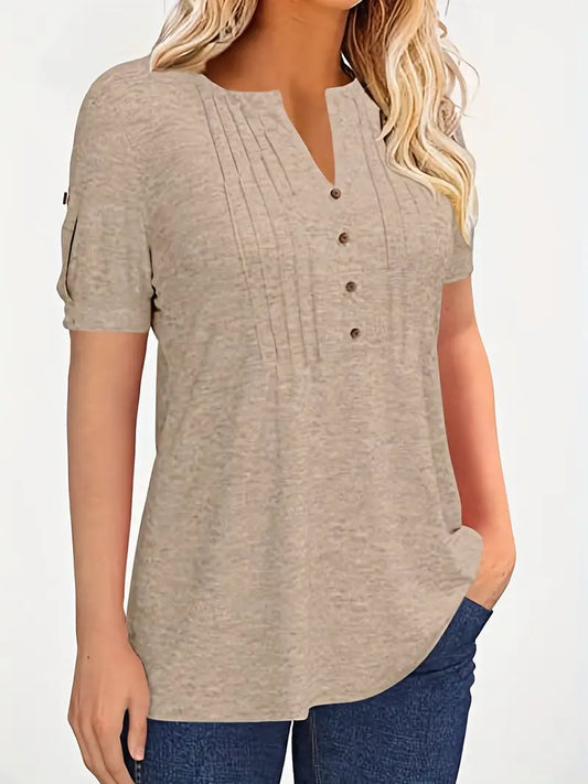 Crew Neck Pleated T-shirt
